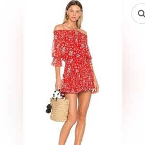 Misa Darla Red Floral Paisley Off-Shoulder Women’s Mini Dress M